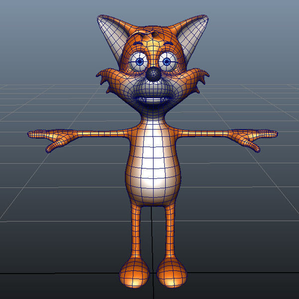 Fox cartoon rigged 3D model_7