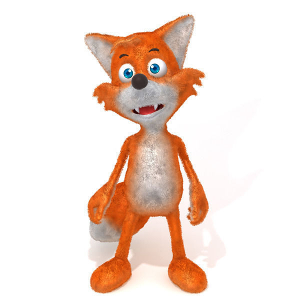 Fox cartoon rigged 3D model_3