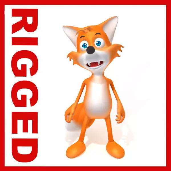 Fox cartoon rigged 3D model_0