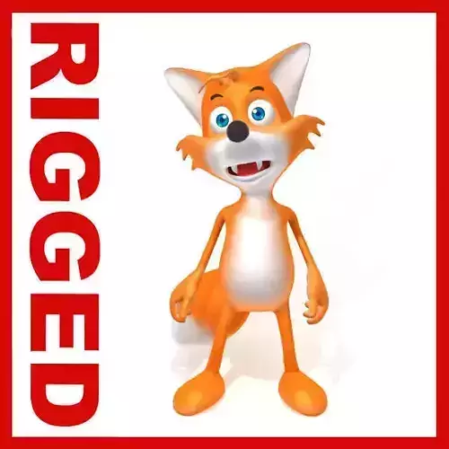 Fox cartoon rigged 3D model