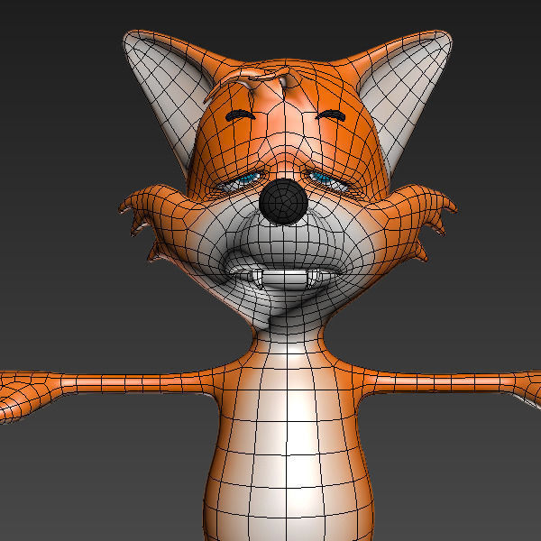 Fox cartoon rigged 3D model_24