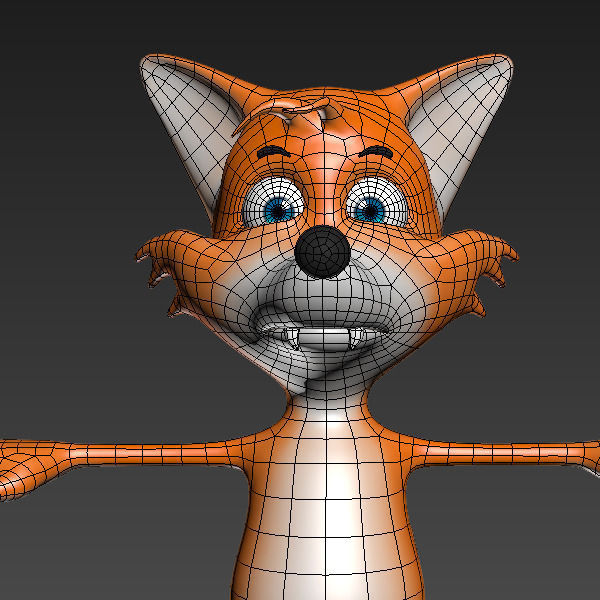 Fox cartoon rigged 3D model_21