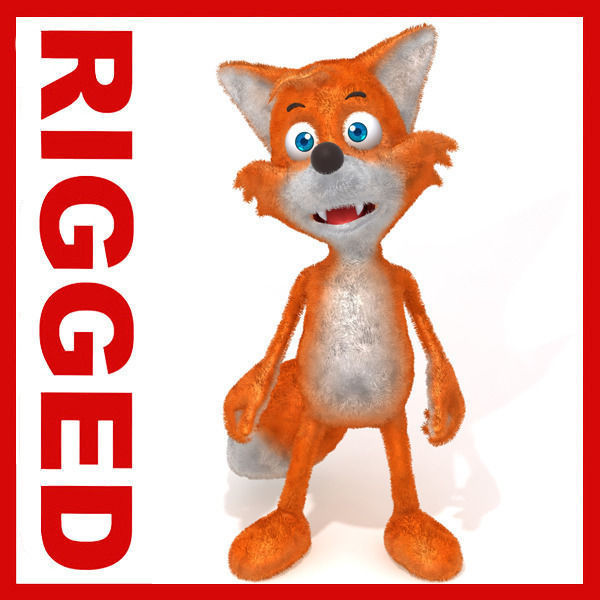 Fox cartoon rigged 3D model_2