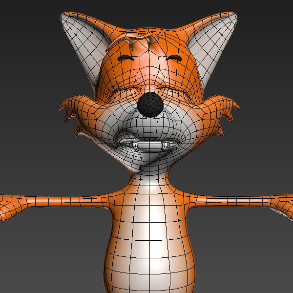 Fox cartoon rigged 3D model_25