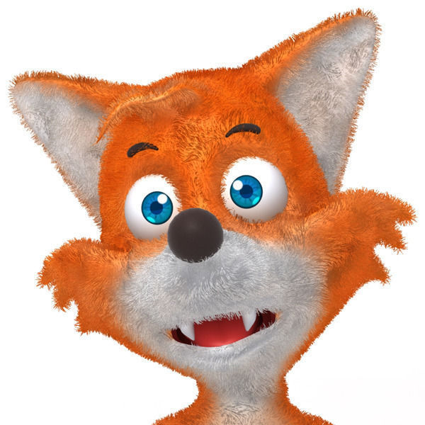 Fox cartoon rigged 3D model_4