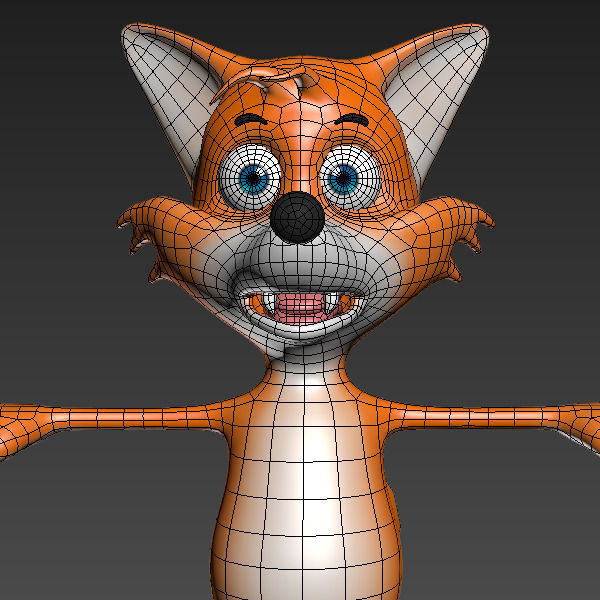 Fox cartoon rigged 3D model_23