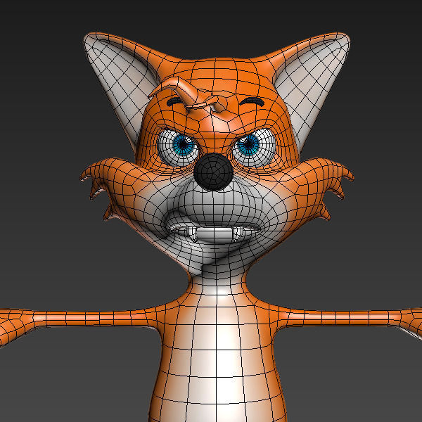 Fox cartoon rigged 3D model_19