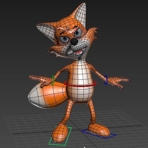 Fox cartoon rigged 3D model_5