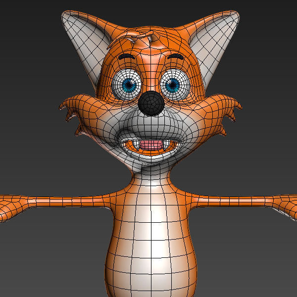 Fox cartoon rigged 3D model_26
