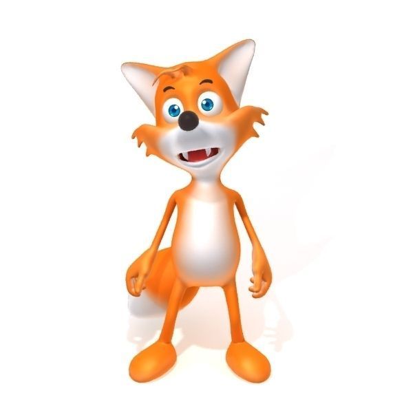 Fox cartoon rigged 3D model_1