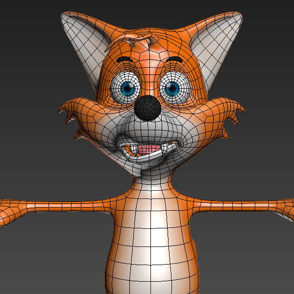 Fox cartoon rigged 3D model_22