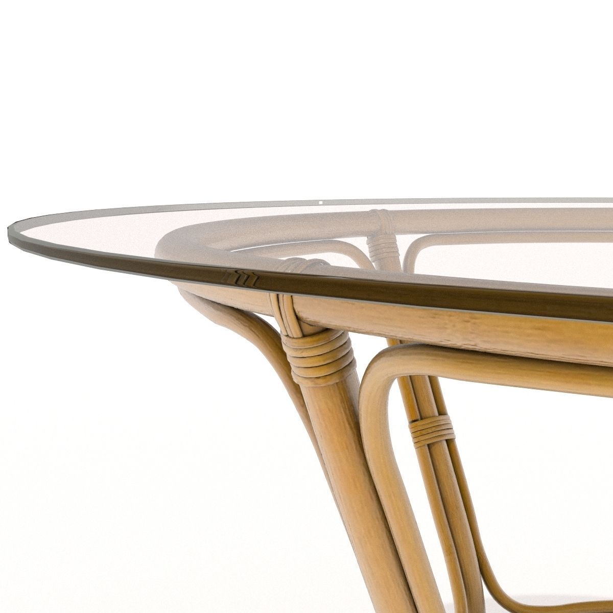 Rattan-glass table 3D model_3