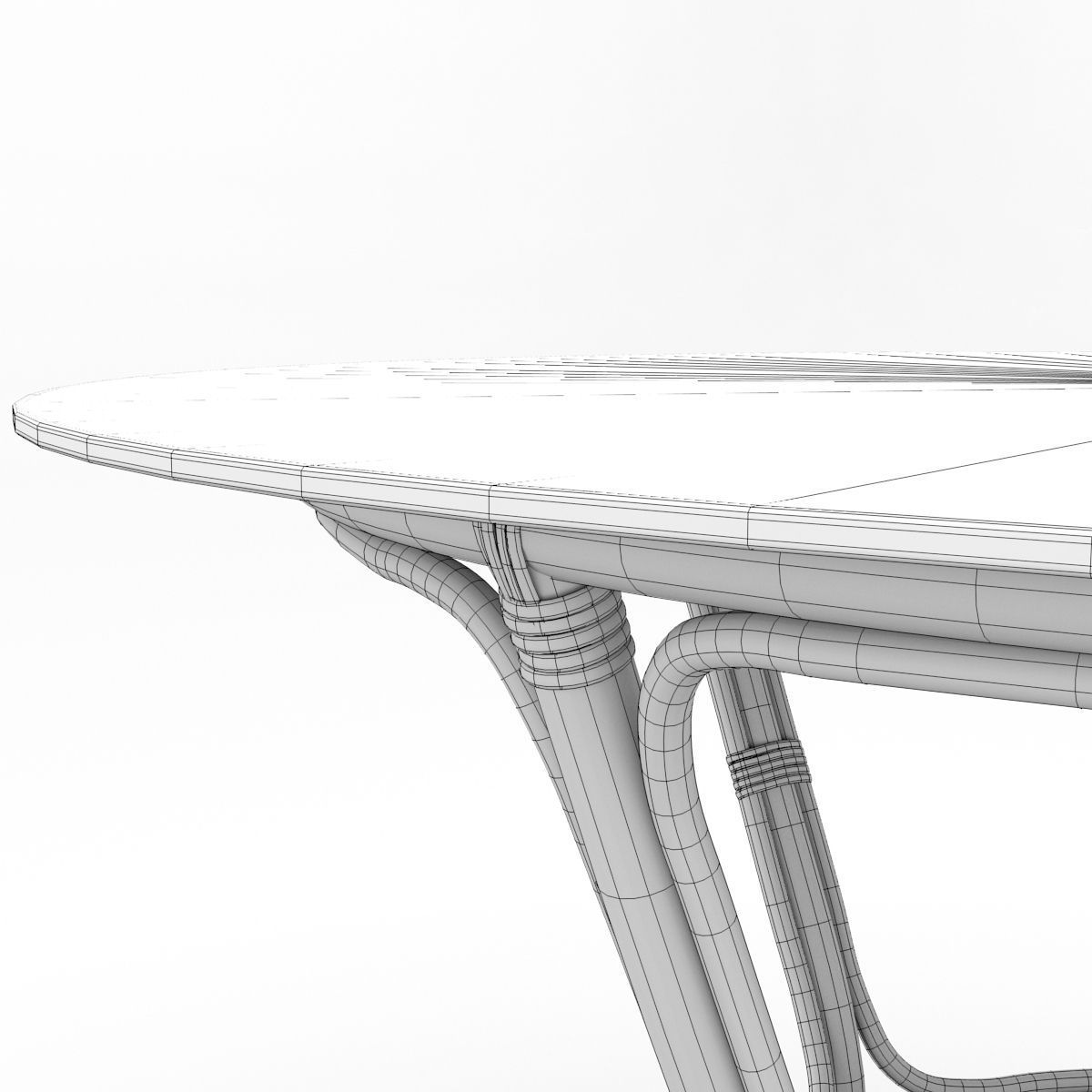 Rattan-glass table 3D model_7