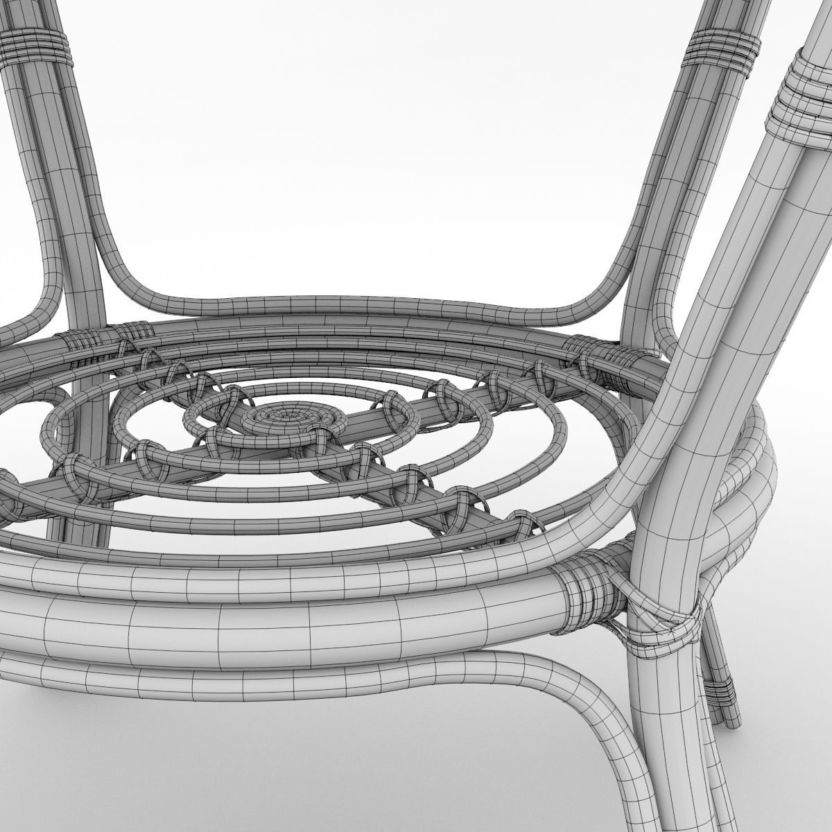 Rattan-glass table 3D model_8