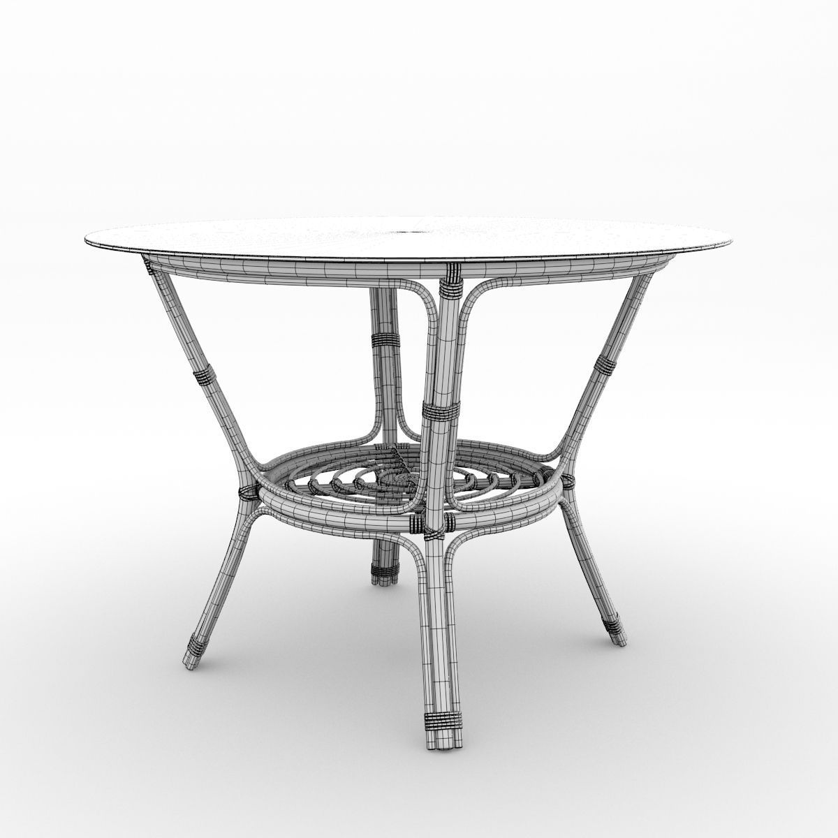 Rattan-glass table 3D model_6