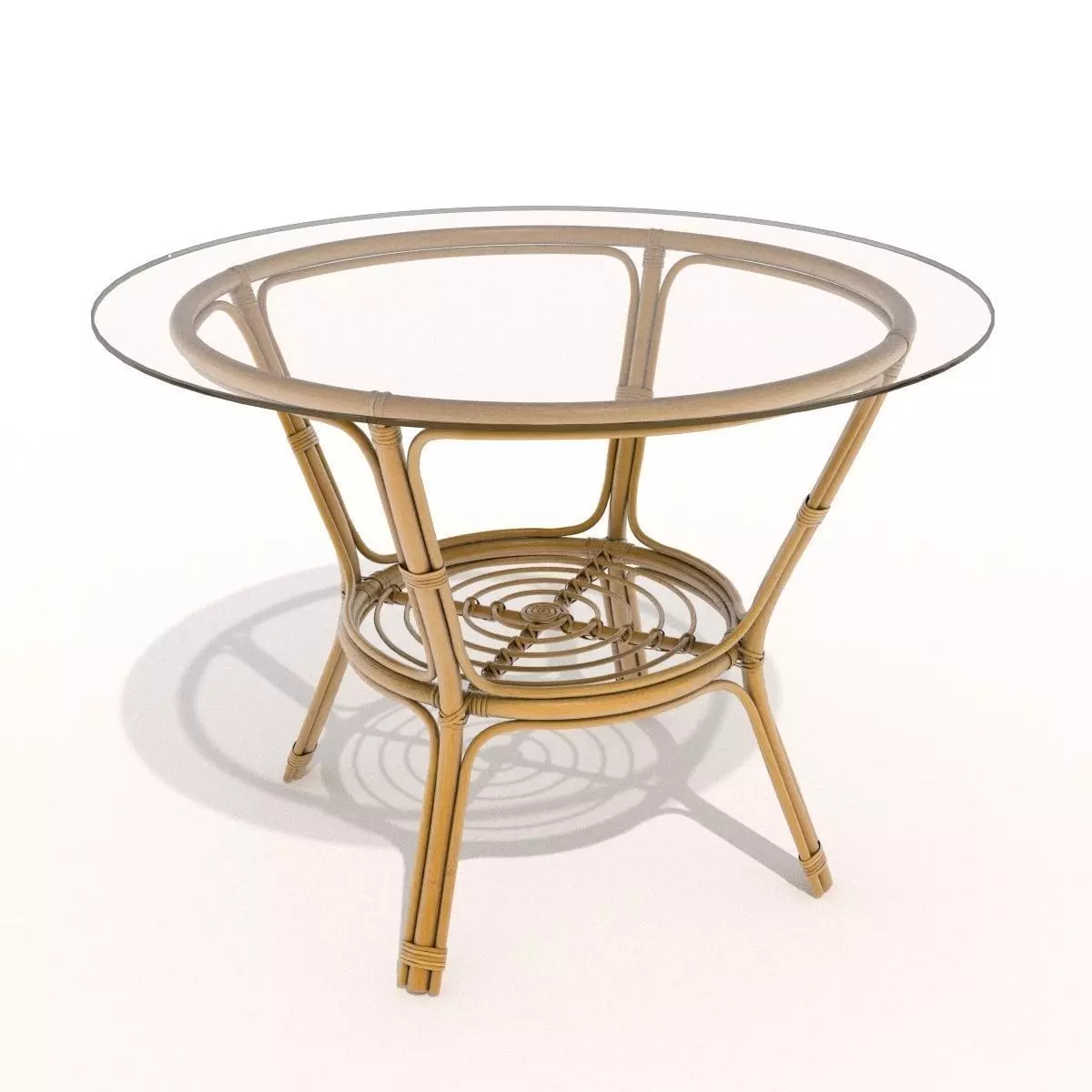 Rattan-glass table 3D model_0