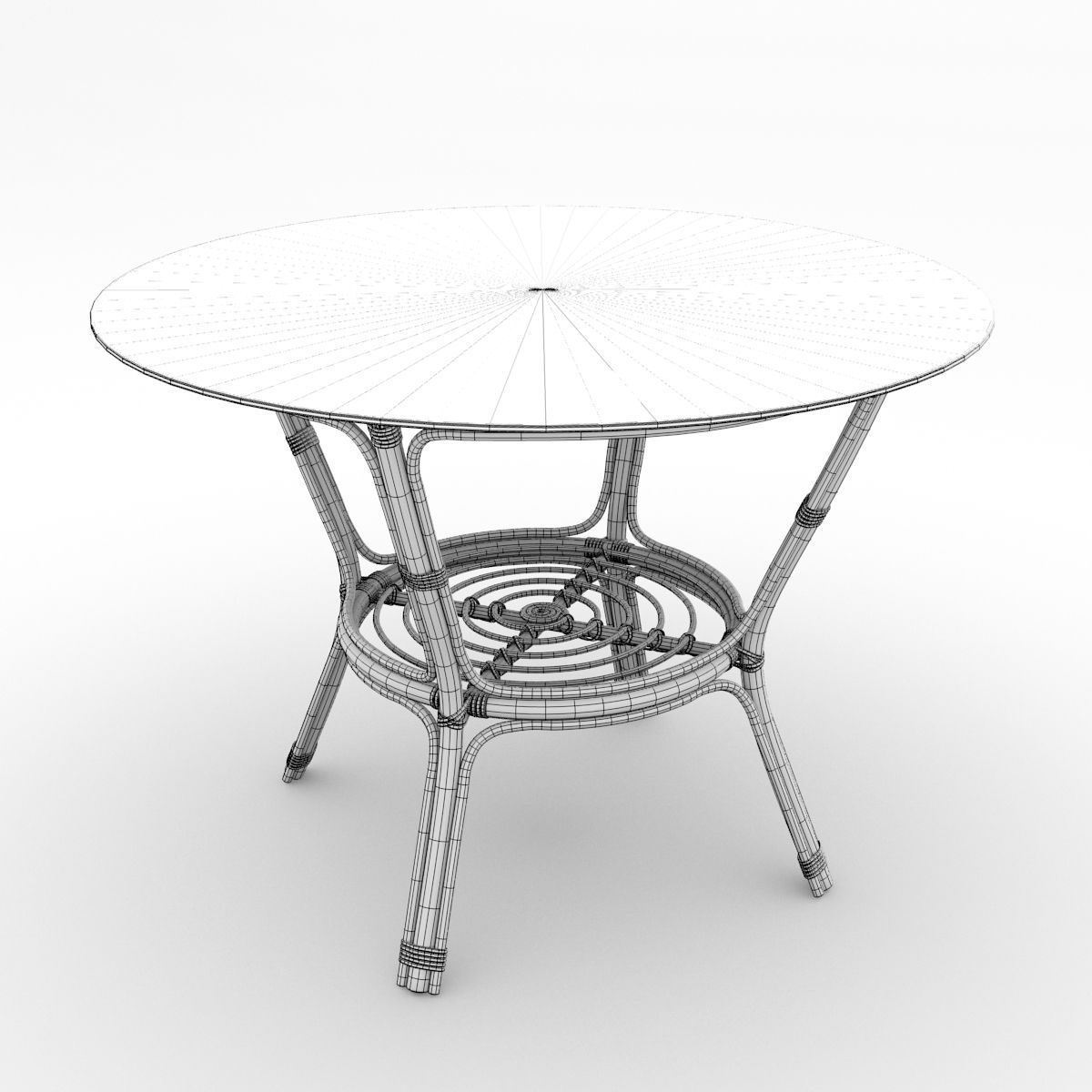 Rattan-glass table 3D model_5