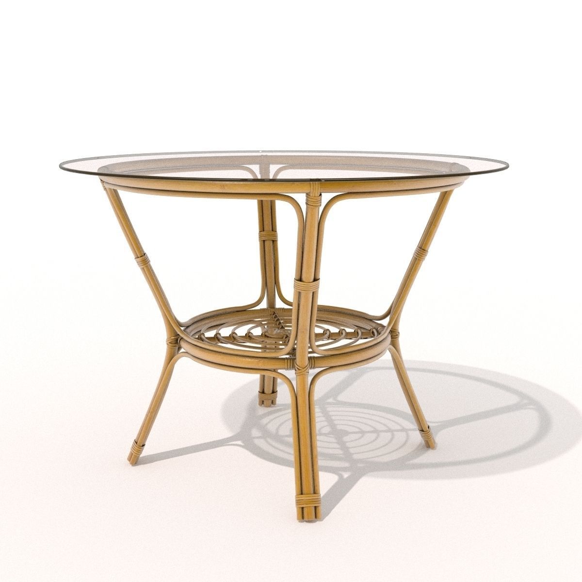 Rattan-glass table 3D model_1