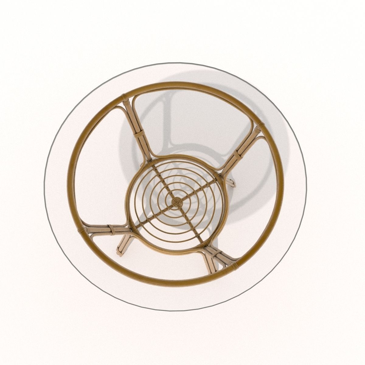Rattan-glass table 3D model_2