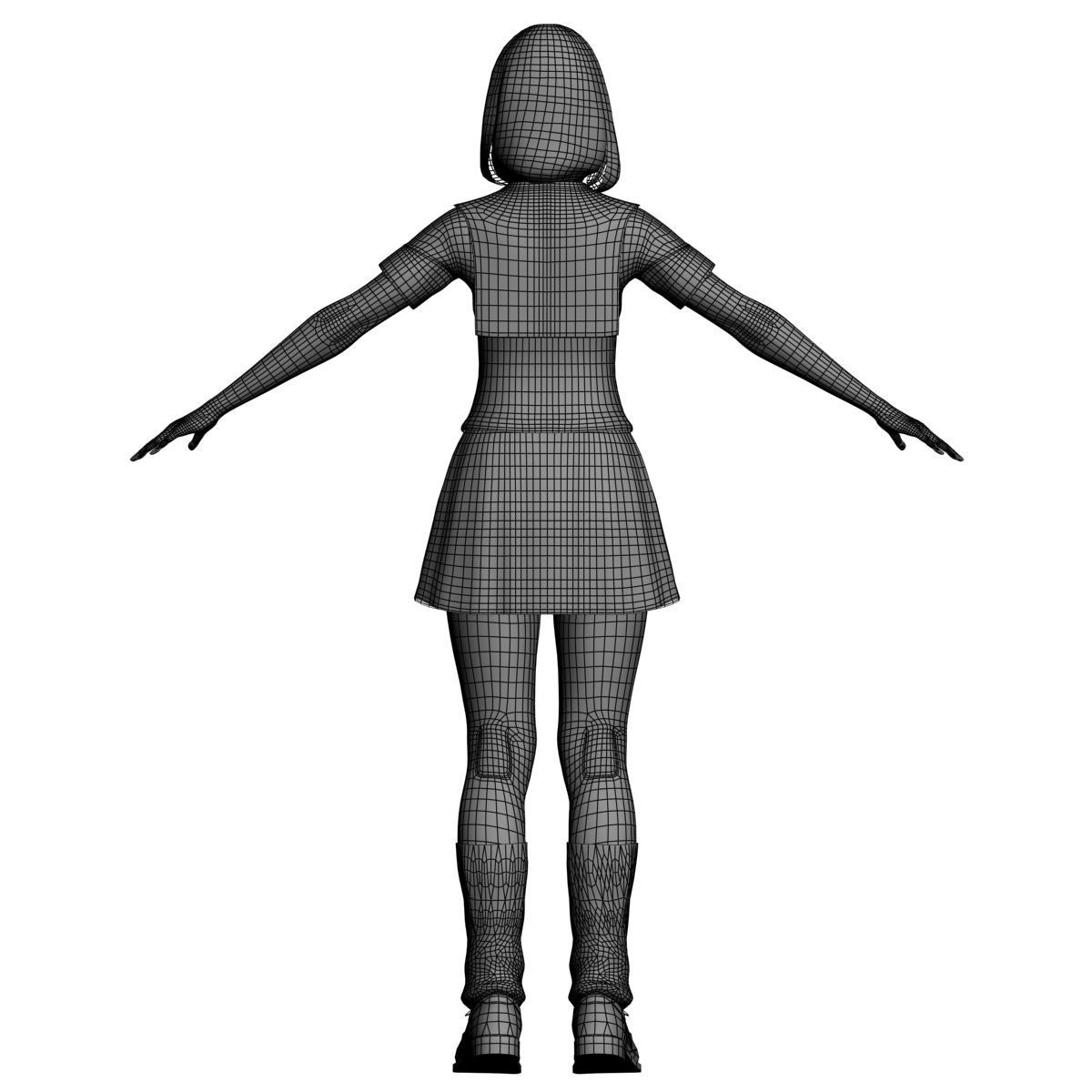 T pose nonrigged model of Mariko in school uniform 3D model_13