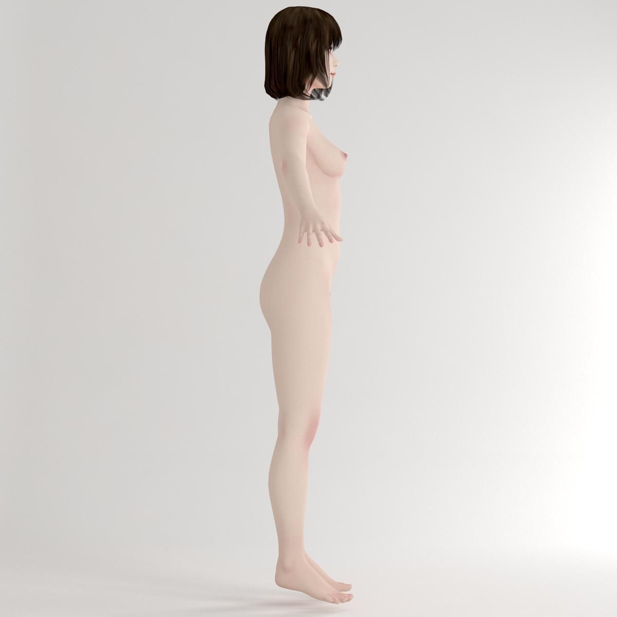 T pose rigged model of Mariko in school uniform 3D model_12