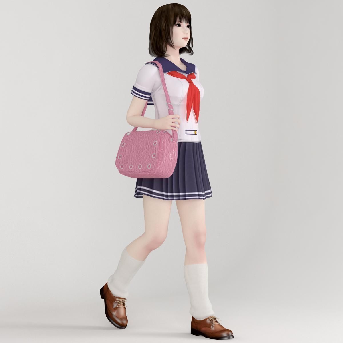 Mariko schoolgirl pose 01 3D model_8