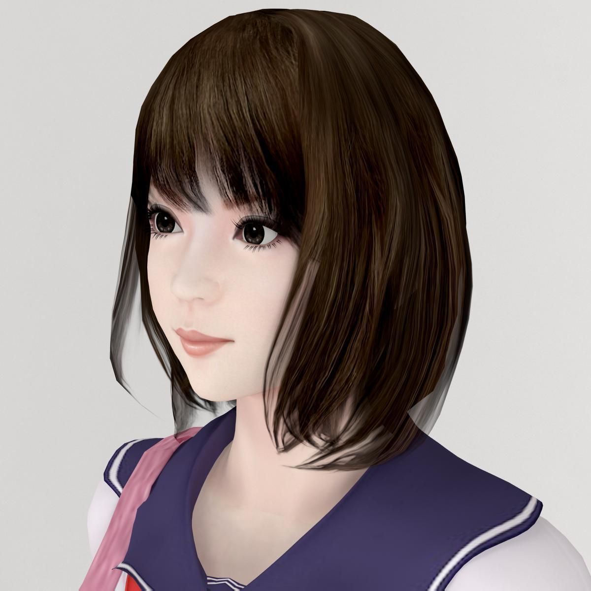 Mariko schoolgirl pose 01 3D model_1