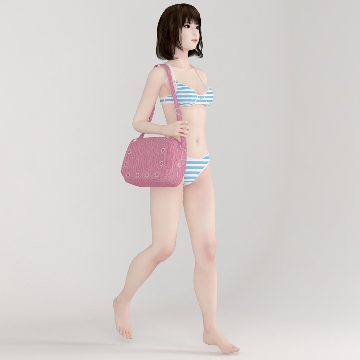 Mariko schoolgirl pose 01 3D model_9