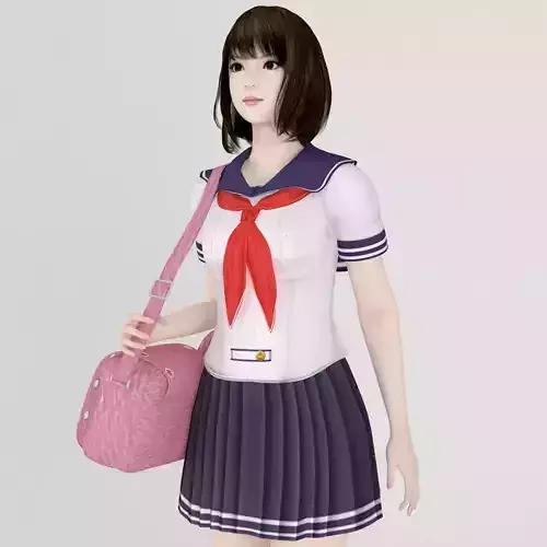 Mariko schoolgirl pose 01  3D model