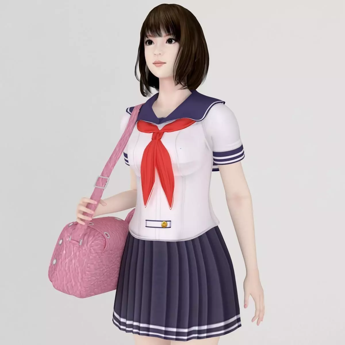 Mariko schoolgirl pose 01 3D model_0