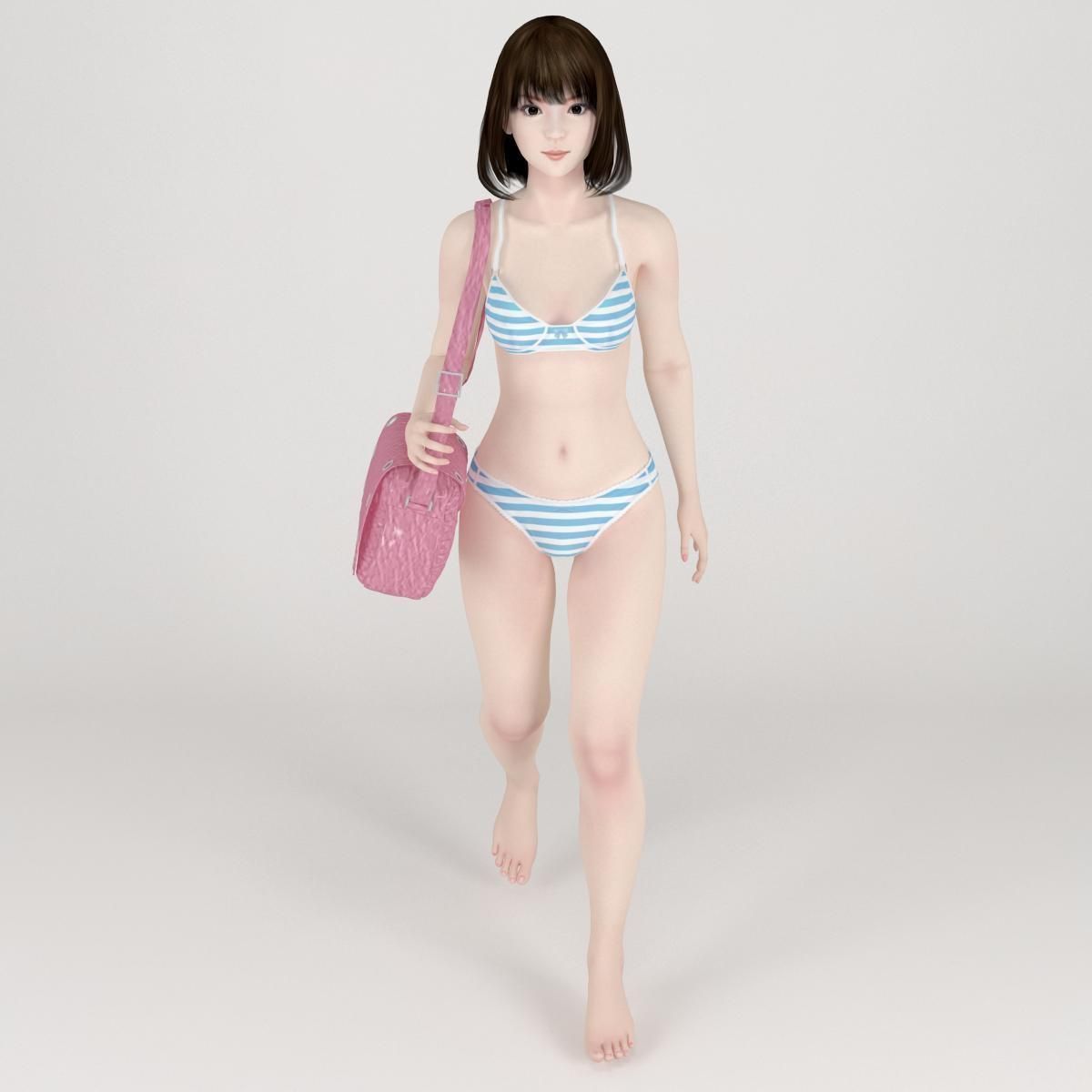 Mariko schoolgirl pose 01 3D model_3
