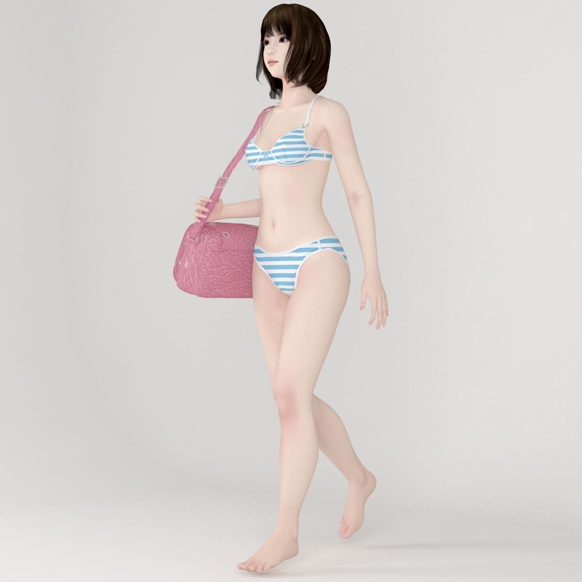 Mariko schoolgirl pose 01 3D model_6