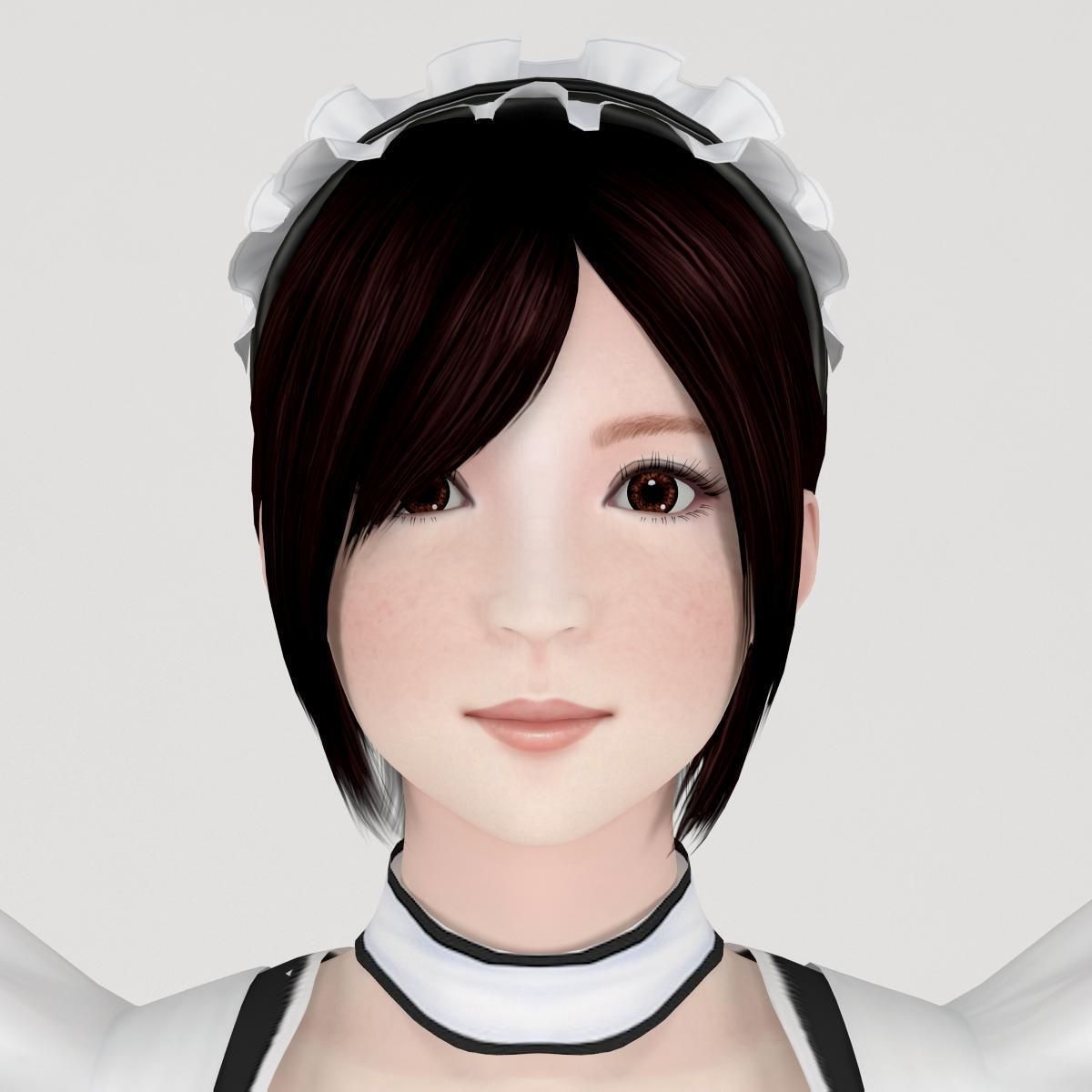  T pose nonrigged model of Rina in maid outfit  3D model_2