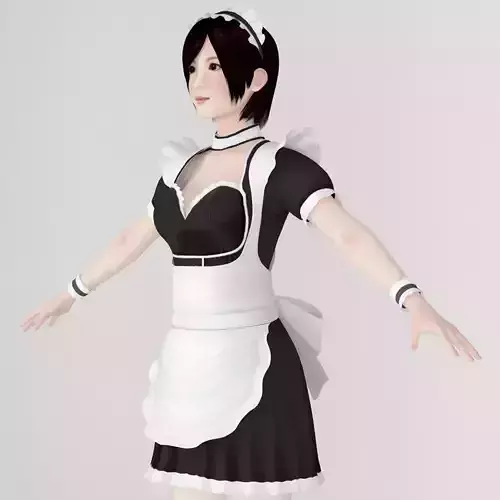  T pose nonrigged model of Rina in maid outfit  3D model