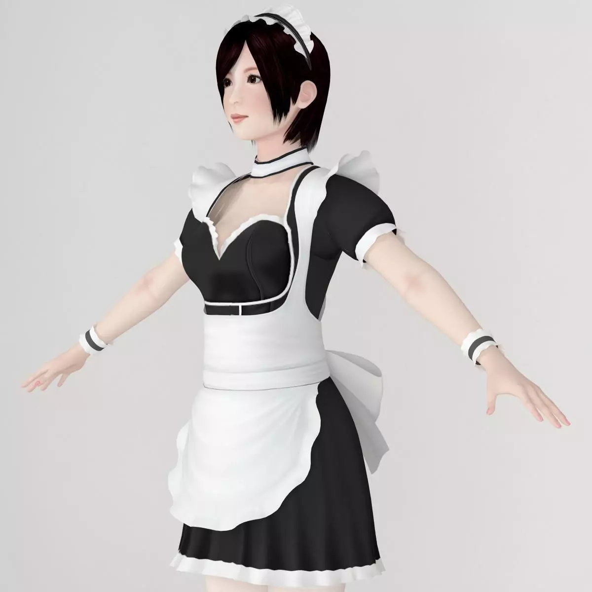 T pose nonrigged model of Rina in maid outfit  3D model_0