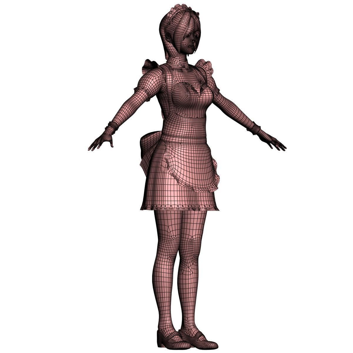  T pose nonrigged model of Rina in maid outfit  3D model_13