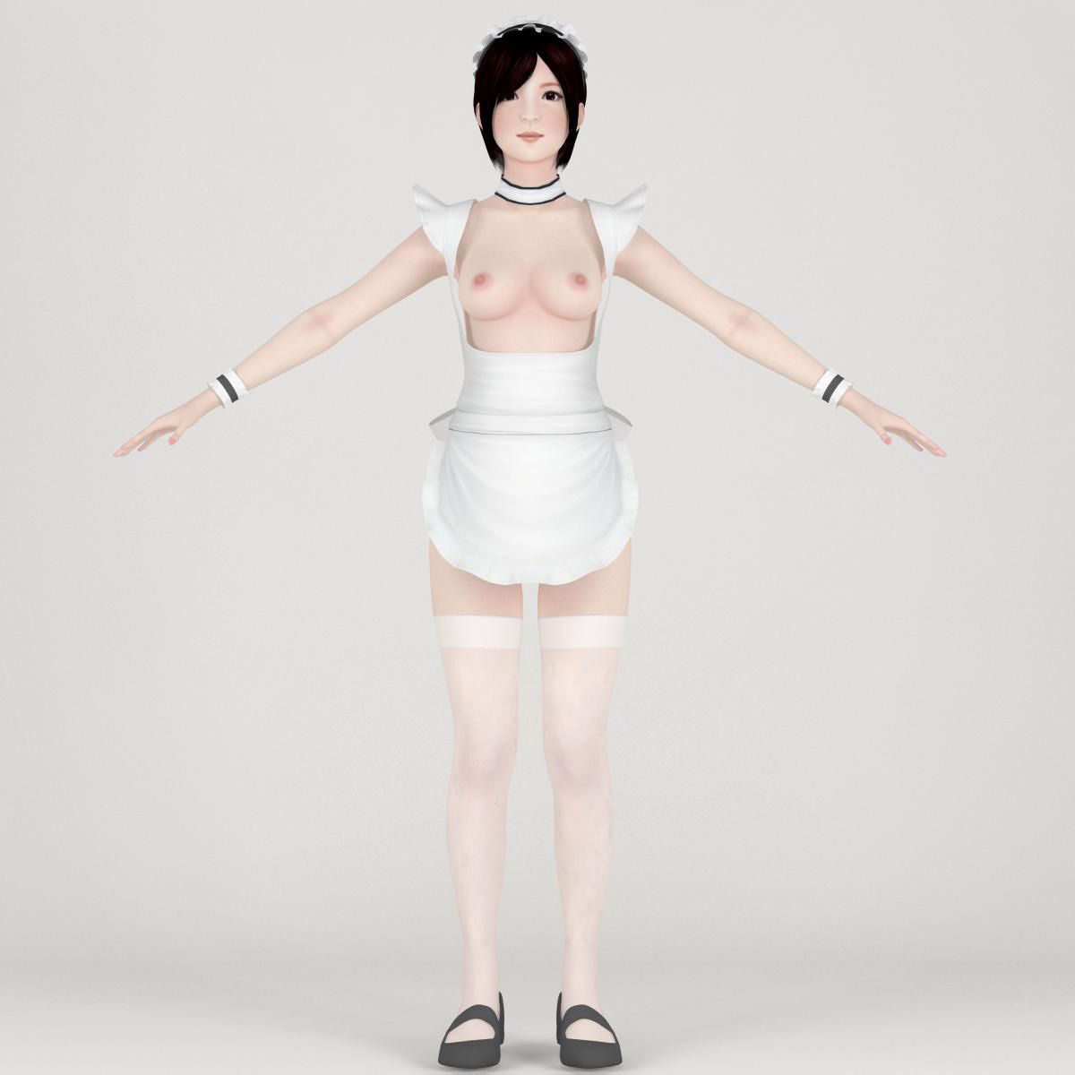  T pose nonrigged model of Rina in maid outfit  3D model_4