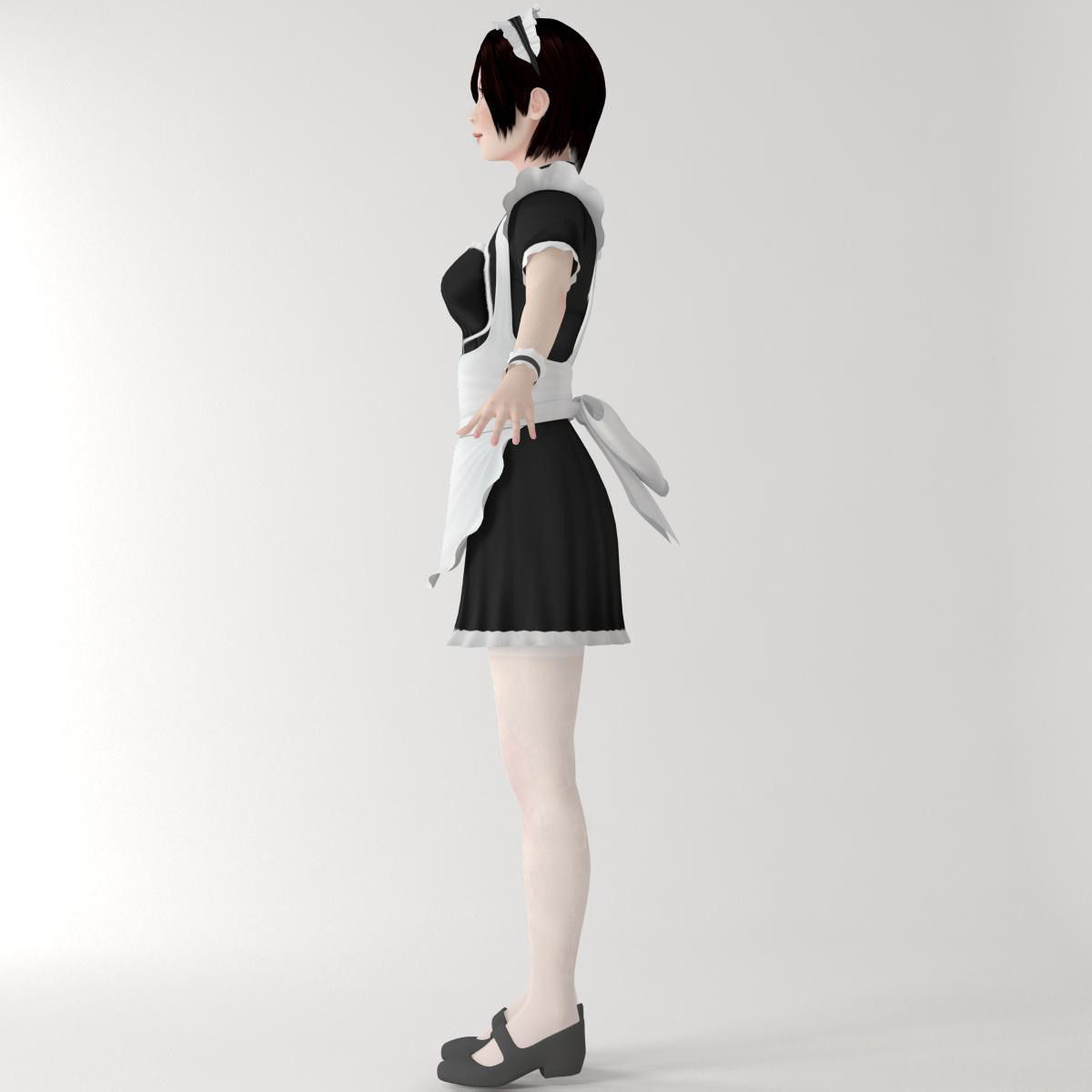  T pose nonrigged model of Rina in maid outfit  3D model_9