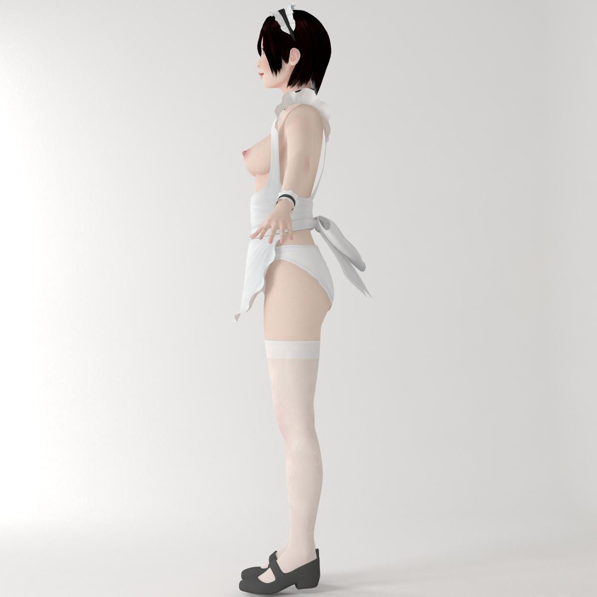 T pose rigged model of Rina in maid outfit  3D model_12