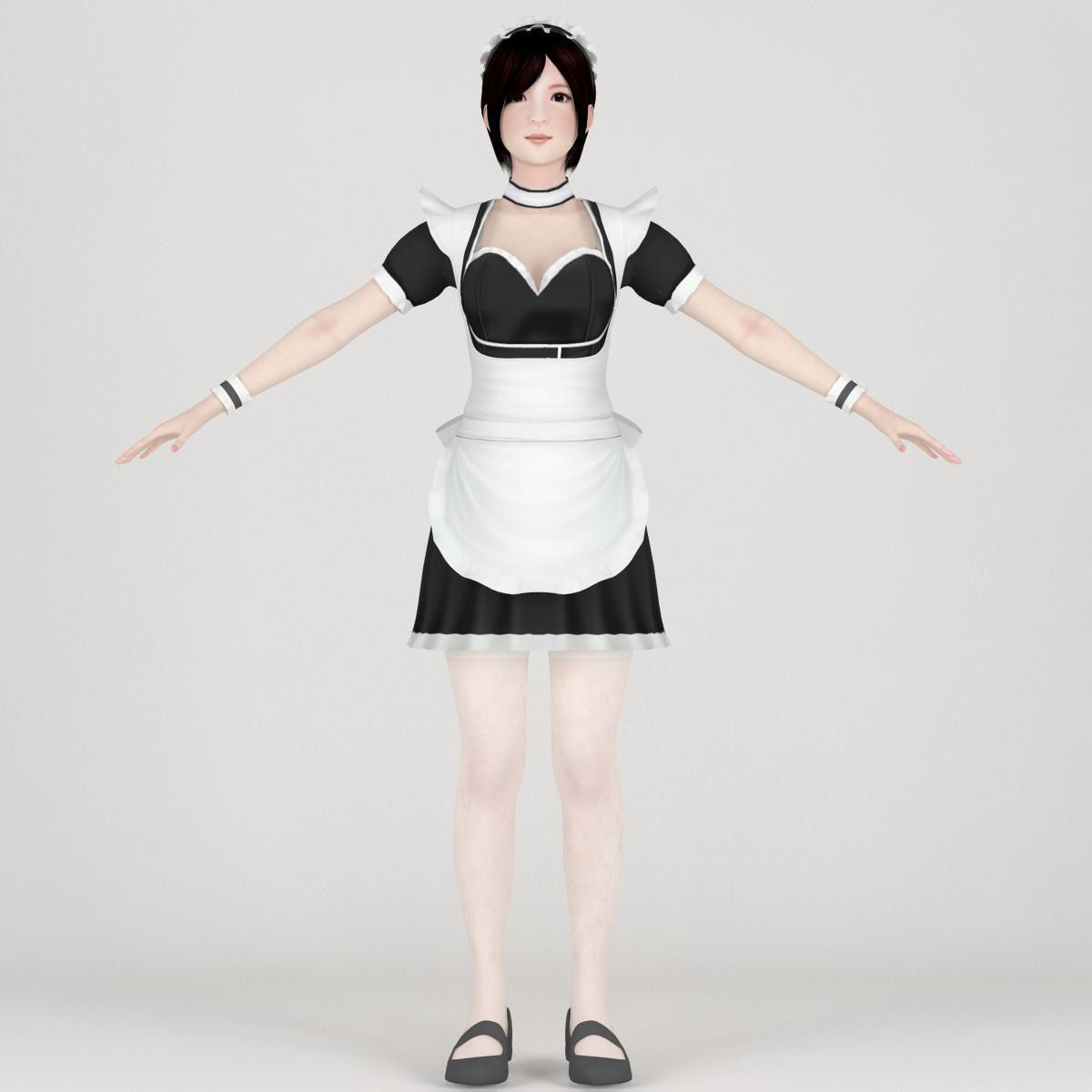 T pose rigged model of Rina in maid outfit  3D model_5