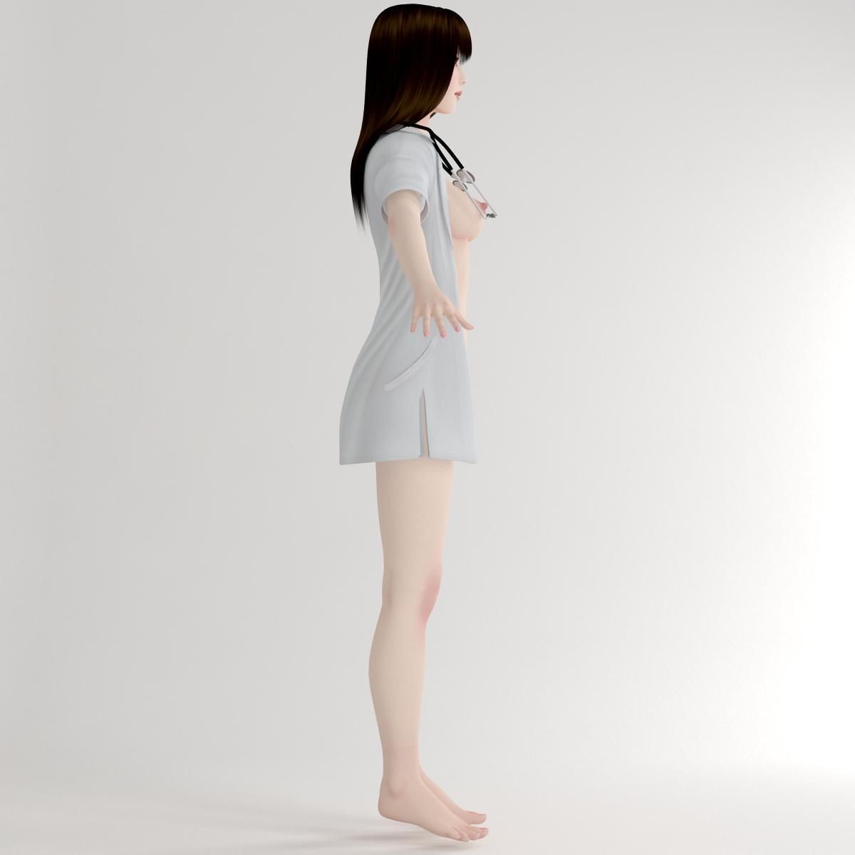 T pose nonrigged model of Akari in doctor outfit 3D model_12