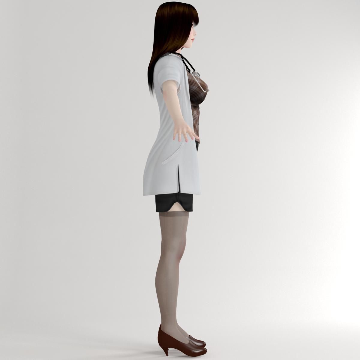 T pose nonrigged model of Akari in doctor outfit 3D model_10