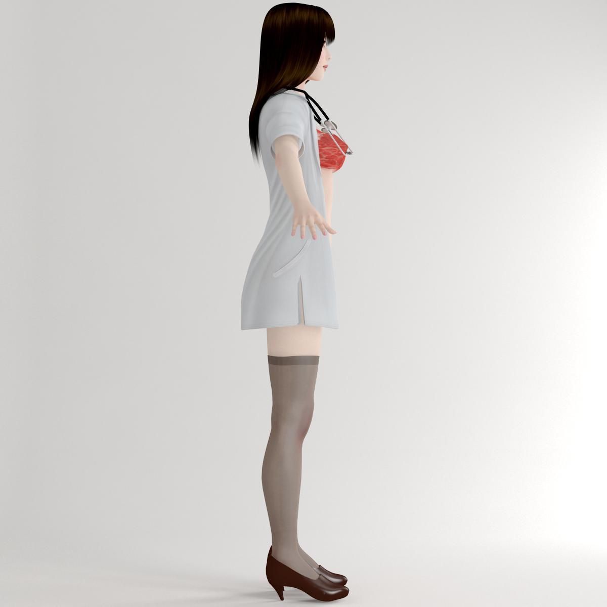 T pose nonrigged model of Akari in doctor outfit 3D model_11