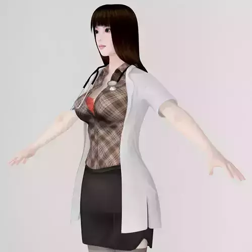  T pose nonrigged model of Akari in doctor outfit 3D model