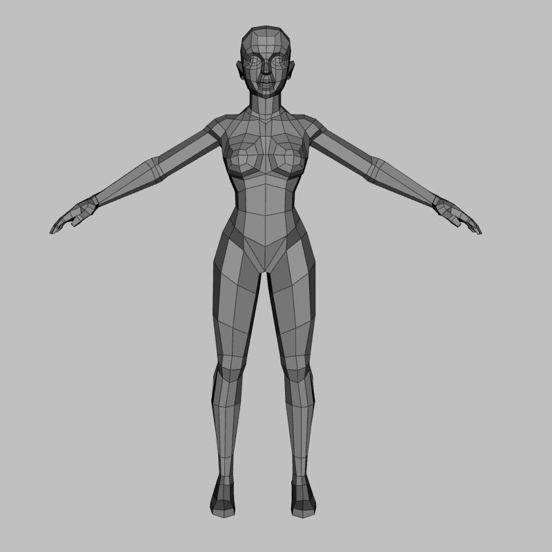 Low Poly Female Base Mesh  Free low-poly 3D model_2