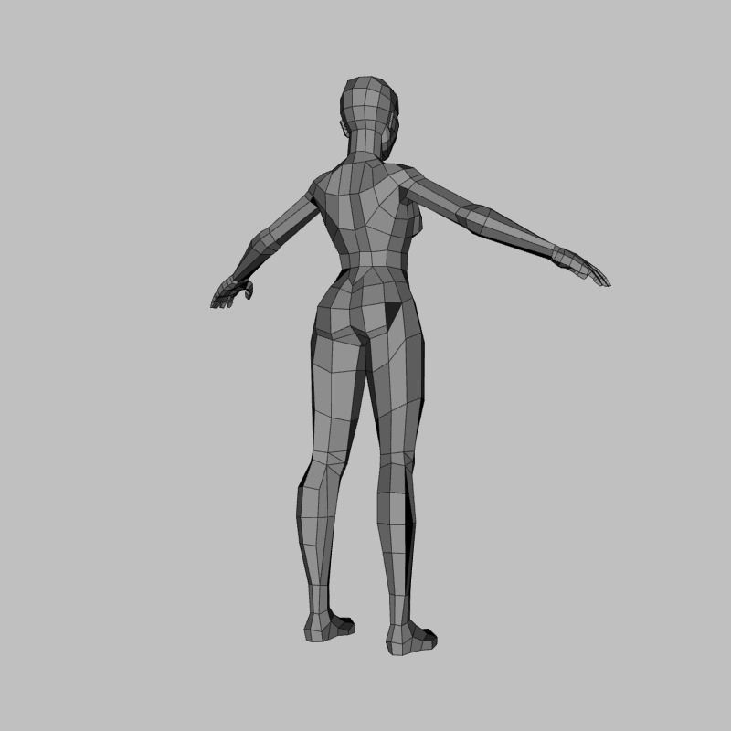 Low Poly Female Base Mesh  Free low-poly 3D model_3