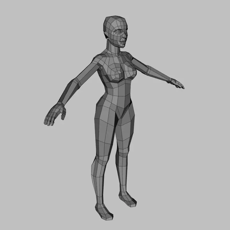 Low Poly Female Base Mesh  Free low-poly 3D model_0