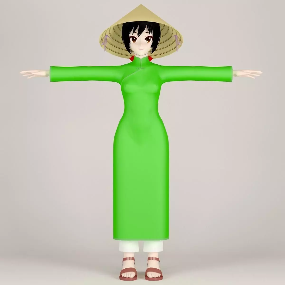 T pose nonrigged model of Vietnamchan toon girl 3D model