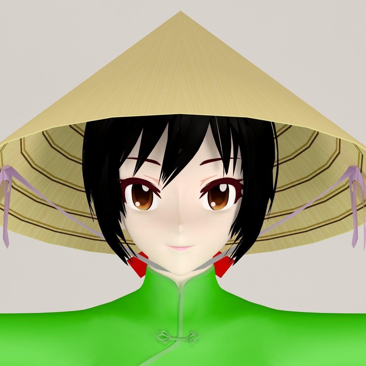 T pose rigged model of Vietnamchan toon girl 3D model_8