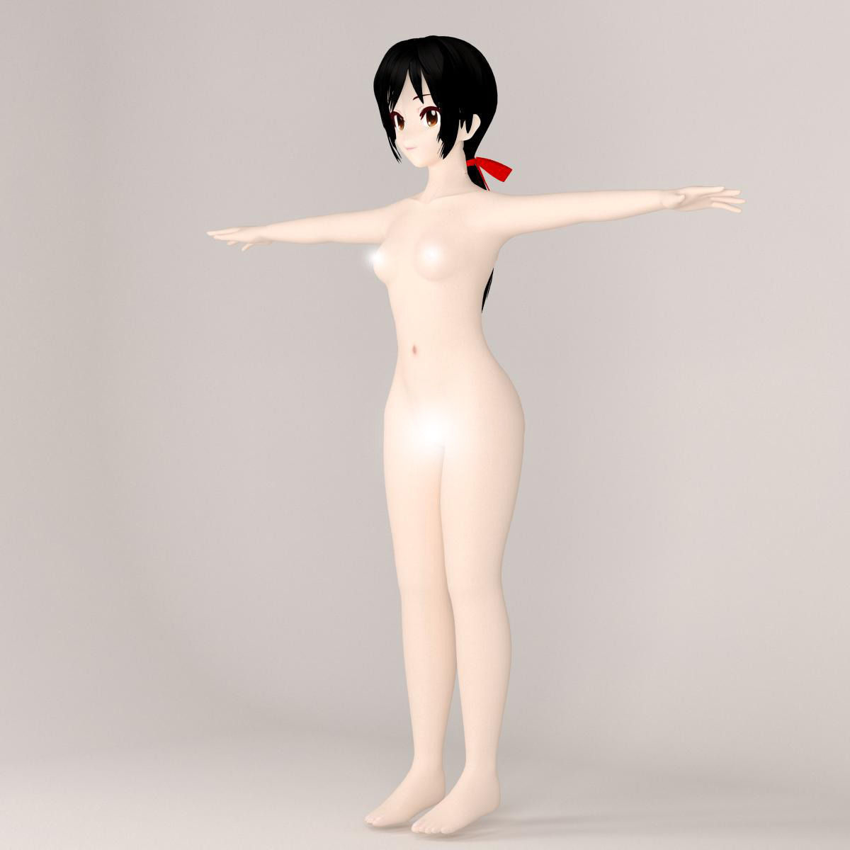 T pose rigged model of Vietnamchan toon girl 3D model_6